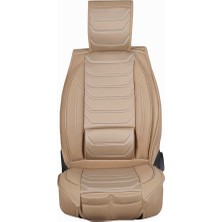 AG Store Seat Ateca Uyumlu Lüks Yarı Deri Oto Koltuk Kılıfı Ön/Arka Set (Roma) Bej