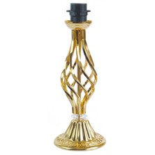 dekovien Ekru Kadife Kaplı Fransız Dantel Süsleme Vintage Abajur Gold Kaplama Metal Ayak 30X50CM AB0766