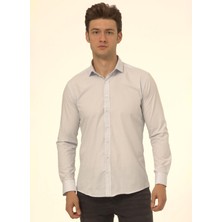 Süvari Slim Fit Klasik Yaka Düz Mavi - Buz Erkek Gömlek GM1007100576