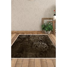 Dekoreko Dijital Salon Halısı Trend Keçe Kaymaz Taban Modern Aubree Kahve