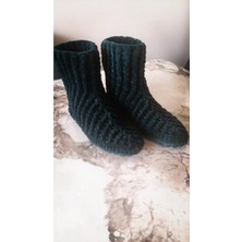 Merut Style El Örgüsü Kadife Ip Zümrüt Yeşili Ev Botu Panduf