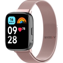 Sneezy Redmi Watch 3 Active Ile Uyumlu Metal Hasır Kordon Woven Wire Metal Tasarım Kordon