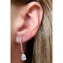 SKY DIAMOND gümüş damla rose küpe