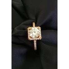 Sky Diamond gümüş rose tek taş yüzük