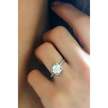 Sky Diamond gümüş rose tek taş yüzük