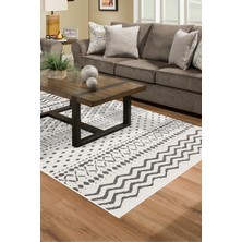 Dekoreko Dijital Salon Halısı Yıldız Deri Kaymaz Taban Iskandinav Cade Bej