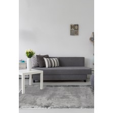 Dekoreko Dijital Salon Halısı Yıldız Deri Kaymaz Taban Modern Amelia Gri