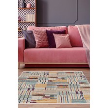 Dekoreko Dijital Salon Halısı Yıldız Deri Kaymaz Taban Modern Harper Renkli