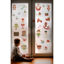 Yeni Yıl Merry Christmas Özel Kesimli Cam Duvar Kapı Sticker Setleri - Yılbaşı Seti