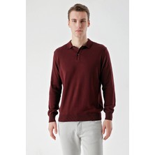 Morven Erkek Koyu Bordo Basic Polo Yaka Dynamic Fit Rahat Kesim Triko