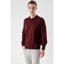 Morven Erkek Koyu Bordo Basic Polo Yaka Dynamic Fit Rahat Kesim Triko