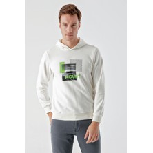 Morven  Erkek Beyaz Trend Kapüşonlu Sweat-Shirt