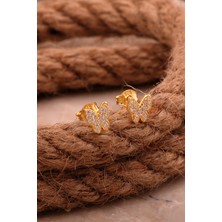 Sümer Telkari Kelebek Altın Kaplama Gümüş Mini Küpe 6198