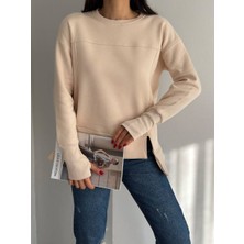 Noa Noa Önden Yırtmaçlı Içi Polarlı Basic 3 Iplik Sweatshirt