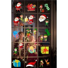 Yeni Yıl Merry Christmas Figürleri Cam Duvar Kapı Sticker Setleri - Yılbaşı Seti
