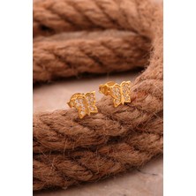 Sümer Telkari Kelebek Mini Altın Kaplama Gümüş Küpe 6200