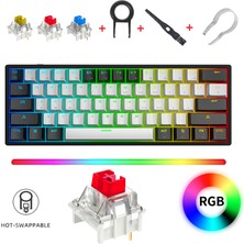 Leaven K620 Rgb 61 Tuş Type-C Kablolu Hot Swap Mekanik Klavye-3 Adet Switch Hediyeli