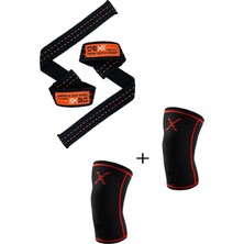 Dex Supports Ağırlık Kaldırma Kayışı Lifting Straps+Fitness Sporcu Dizlik Knee Sleeve 2'li Set