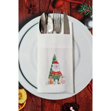 Kumaş Dokulu Noel Baba -  Santa Desenli Yılbaşı - Yeni Yıl Sunum Peçetesi