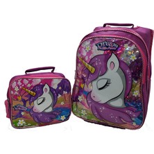 New Bags Newbag Kız Unicorn Okul ve Folyolu Beslenme Çantası (Yeni Sezon)