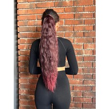 Peruk Market Bağlamalı Kabarık Dalgalı At Kuyruğu - Koyu Kızıl