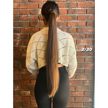 Peruk Market Bağlamalı Düz At Kuyruğu - Kahve Karamel