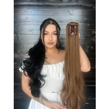 Peruk Market Tak ve Çık Postiş Tokalı Dalgalı At Kuyruğu - Kumral 80CM