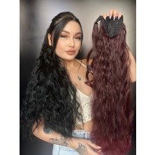 Peruk Market 70 cm Bağlamalı Kabarık Dalgalı At Kuyruğu - Koyu Kızıl