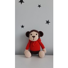 PalaZone Shop Amigurumi Kırmızı Kapüşonlu Maymun Uyku Arkadaşı