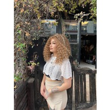 Peruk Market Küt Kesim Karamel Sarı Afro Dalgalı Peruk -Afro Saç Peruk