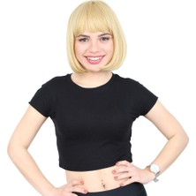 Peruk Market Kısa Küt Perçemli Fiber Sentetik Peruk - Sarı