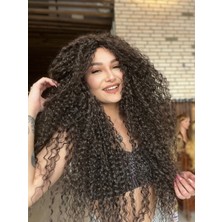 Peruk Market Kestane Renk Afro Peruk El Yapımı Her Yöne Ayrımlı