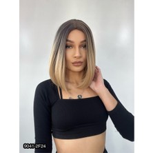 Peruk Market Kahkülsüz Düz Kısa Fiber Sentetik Peruk - Siyah / Balköpüğü Ombreli