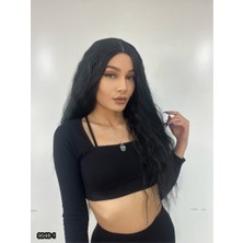 Peruk Market Kabarık Dalgalı Uzun Fiber Sentetik Peruk - Siyah