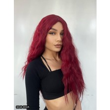 Peruk Market Kabarık Dalgalı Uzun Fiber Sentetik Peruk - Kızıl