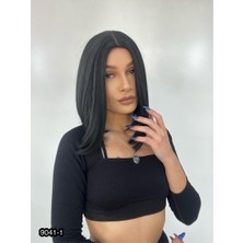 Peruk Market Kahkülsüz Düz Kısa Fiber Sentetik Peruk - Siyah