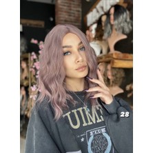 Peruk Market Fiber Sentetik Kısa Dalgalı Perçemsiz Peruk - Gül Kurusu