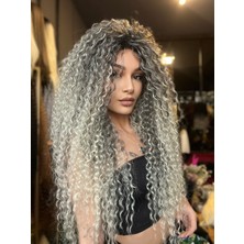 Peruk Market Afro Dalga El Yapımı Peruk Siyah Platin 17