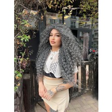 Peruk Market Afro Dalgalı Peruk - Siyah Gri