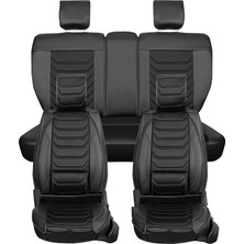 AG Store Nissan Navara Yeni Uyumlu Lüks Yarı Deri Oto Koltuk Kılıfı Ön/arka Set (Roma) Siyah
