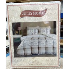 Jolly Home 4 Mevsim Çift Kişilik Kapitoneli Nevresim Takımı-Melina Taş Kahve