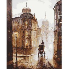 Guwwen Canvas Sokaklar ve Fayton Sayılarla Boyama Seti  Kasnaklı 60 x 75 cm