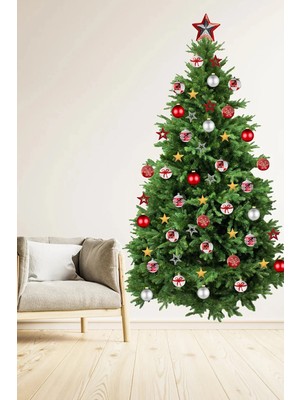 Kt Grup Yeni Yıl Merry Christmas Yılbaşı Ağacı ve Parti Malzemeleri Cam Duvar Sticker Seti