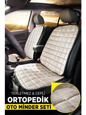 Mısırlı Grup Soft Cepli Ortopedik Oto Koltuk Minder Seti - Oto Koltuk Kılıfı - Ön 2 Sırt Dayamalı Koltuk Set