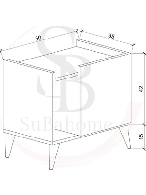 Suba Home Subahome 50 cm Mdf Modern Ayaklı Beyaz Komodin Çok Amaçlı Dolap Yan Sehpa Plak Dolabı Koltuk Yanı Sehpa