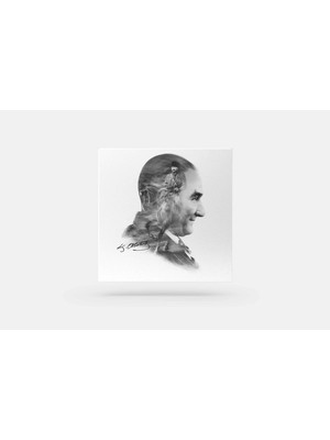 Fotolyo Atatürk Tablosu; Özel Tasarım 1. Siyah - Beyaz, Kare