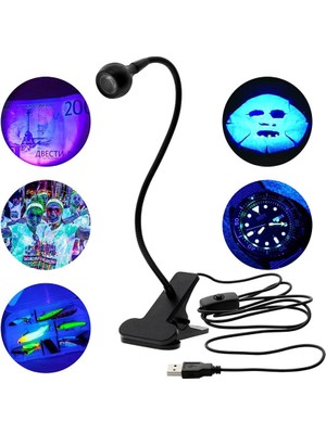Powermaster USB Şarj Edilebilir Uv Mor Işık Esnek Masa Lambası
