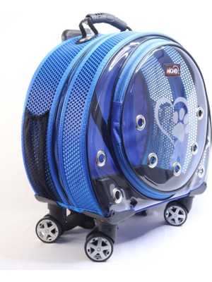 Migno Space Model Kedi Köpek Taşıma Çantası Fileli Şeffaf Mavi