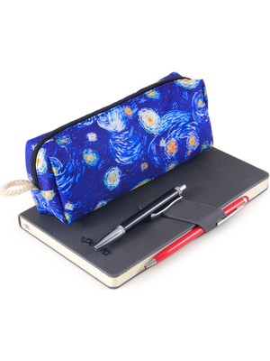 Ketnez Bybag Van Gogh Yıldızlı Gece Tablosu Desenli Renkli Kalemlik Fermuarlı Makyaj Çantası