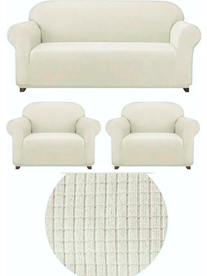 Kanway Likrali 3+1+1 Lastikli Koltuk Takımı Kılıfı. Çekyat Koltuk Örtüsü Streç Esnek Kanepe Kılıfı